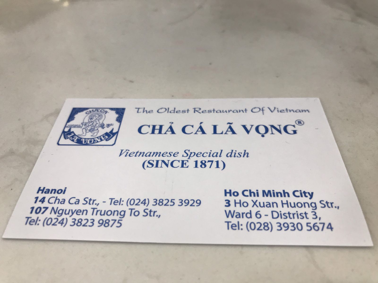 Cha ca la vong Grilled fish restaurant